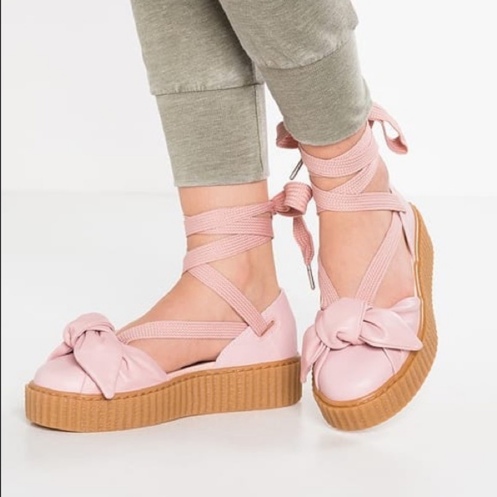 🆕️ Fenty Puma Creeper bow Ankle Tie platform flatform Sandal shoes Rhianna Boho - Picture 2 of 8